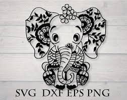 Elephant Mandala Svg Baby Elephant Svg Cricut Elephant Flower Svg Files Mandala Elephant