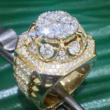 Mens Solid 10k Yellow Gold Finish Pinky Ring Iced Out 4 Carat Vvs1 Diamonds Band Aonebianco Pinkyband Rings For Men Rings Mens Wedding Bands Men Diamond Ring