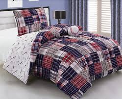 Refresh your space with white bedding sets designed in soft cotton. Modern Sporty Navy Blue Red Grey White Plaid Cabin Stripe Boys Comforter Set New Comforters Bedding Sets Bedding