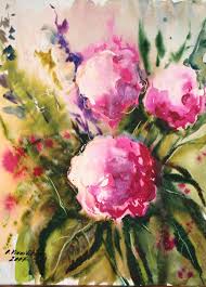 Olga Vinnitskaya Paonien Aquarell Mit Tinte Tusche Aquarell Kreativ Und Tinte