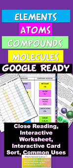Ms Ps1 Elements Atoms Compounds Molecules Card Sort Worksheet Reading Google Ready In 2020 Middle School Science Resources Learning Science Science Lesson Plans
