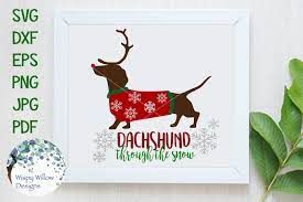 Download Free Dachshund Through The Snow Weiner Dog Winter Cut File Crafter File All Free Svg Cut Files