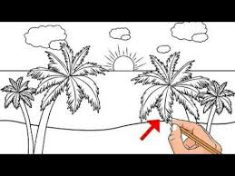 Cara menggambar pemandangan alam yang mudah | gambar pemandangan pantai, gunung, dan laut. 6 Langkah Cara Menggambar Pemandangan Pantai Youtube