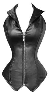 Black And White Vertical Striped Corset Robot Check Corset Fashion Black Faux Leather Vest Gothic Corset