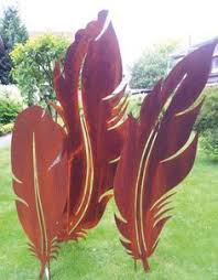Gartendekoration Rost Feder 1 Zierelemente Rost Deko Garten Metallkunst Skulptur Schrottplatzkunst