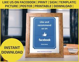 Like Us On Facebook Print Flyer Poster Editable Etsy Facebook Print Download Sign Sign Templates