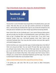 We provides free,safe,fast post likes to facebook users. Top 5 Facebook Auto Liker Apps For Android Mobile By Abbasshakhi09 Issuu