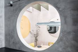 Concrete Pastel Hues And Circles Pastel Interior Concrete Wall Colorful Interiors