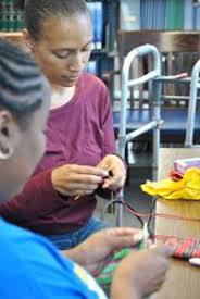 Crafters gather to learn knitting, crocheting