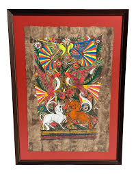 5 out of 5 stars. Vintage Mexican Folk Art Amate Bark Framed Painting Chairish