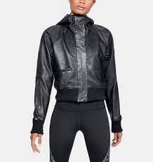 Women S Ua Misty Copeland Signature Leather Bomber Jacket Black Leather Bomber Leather Bomber Jacket Jackets
