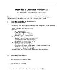 Destinos 8 Grammar Worksheet By Kathryn Gray Teachers Pay Teachers