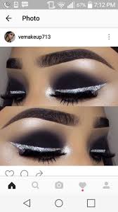 Black And Silver Smokey Eye Makeup Black Smokey Eye With Silver Glitter Liner Silver Glitter Eye Makeup Silver Eyeliner Silver Smokey Eye
