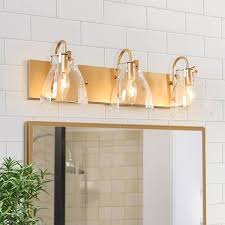 Check spelling or type a new query. Modern Gold 3 Light Bathroom Vanity Lights Glass Sconces On Sale Overstock 30096929 L22 X H8 X E7 Gold New