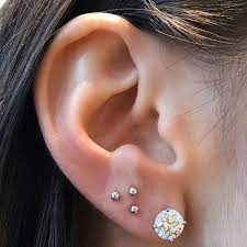 3mm ball threaded stud earings piercings three ear piercings piercing jewelry