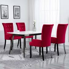 Ces chaises se révèlent aussi confortables que les fauteuils et ont l'avantage de pouvoir entourer votre table à manger. Yulinshop Chaise De Salle A Manger Avec Accoudoirs 4 Pcs Rouge Velours Cdiscount Maison