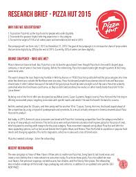 Program benefits • earn points with every purchase • redeem rewards for discounts. Pizza Hut Research Brief