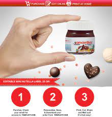 Milk chocolate will add a sweet but not too chocolatey taste to your spread. Nutella Label Printable Mini Jar 25 Gr Nutella Etichette Stampabili Stampabili