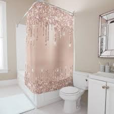 Sparkly Glitter Drips Pink Rose Gold Blush Glam Shower Curtain Zazzle Com Rose Gold Shower Curtain Gray Shower Curtains Gold Shower Curtain