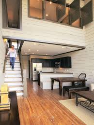 Second Floor Loft Shutters Open To 2 Story Windows Silverock Cove Loft House Loft Design Log Cabin Kitchens