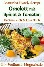 Omelett Mit Spinat Und Tomaten Eiweissreiches Low Carb Rezept Kalorienarme Vegetarische Rezepte Low Carb Abendessen Rezepte Proteinreiches Essen