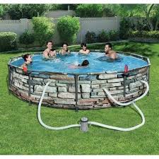 Bestway 12 X 30 Steel Pro Max Round Pool Set Stone Print Walmart Com Above Ground Swimming Pools Swimming Pool Kits Pool