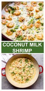 Creamy Coconut Milk Shrimp With Delicious Garlic Ginger Lime Juice And Chili Flakes It Comes In 30 Milk Recipes Dinner Seafood Recipes Coconut Milk Recipes