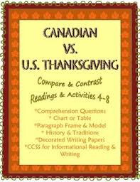 Thanksgiving Compare Contrast Canada U S 4 9 Informational Reading Writing Standards Compare And Contrast