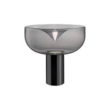 leucos aella 1968 t led table light in smoke gray and gunmetal by toso and massari in 2021 light table contemporary glass lighting glass lamp