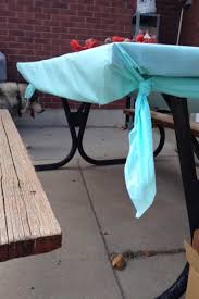 Tie All 4 Corners Of Your Plastic Tablecloth To Hold It Onto The Table Nice Alternative To Tape Or T Table Cloth Decorations Party Table Cloth Diy Table Decor