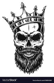 Awesome smoking gangsta clown tattoo on arm sleeve. Illustration Of Black And White Skull In Crown With Beard Isolated On White Background Download A Free Crown Tattoo Design Bearded Skull Tattoo Skulls Drawing