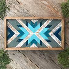 Wood Wall Art Colorful Geometric Patterns Rustic Boho Wall Decor For Living Room Or Bedroom Wood Wall Art Mosaic Wall Art Wall Accents Decor