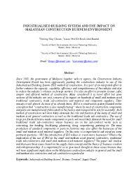 Scenario in construction industry b. Pdf Industrialised Building System And The Impact On Malaysian Construction Business Environment Siti Alessa Yahya Academia Edu