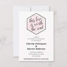 Love Worth The Wait Wedding Event Postponed Card Zazzle Com Destination Wedding Announcements Fun Wedding Invitations Wedding Invitations Rsvp
