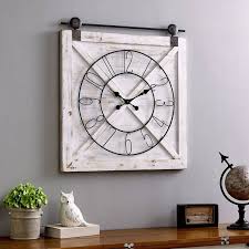 Firstime Co Farmhouse Barn Door Wall Clock American Crafted Weathered White 27 X 2 X 29 In 31080 Walmart Com Farmhouse Wall Clocks Clock Wall Decor Rustic Barn Door