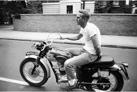 Although acting was not his first passion. Dibond Kunstwerk Aluminium Schilderij Steve Mcqueen On Motor Triumph Van Mondiart Te Koop