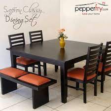 Simple Elegant Square Table Chairs With Stool Sitting On Either Sides For 4 To 8 Pax Pers Dining Table Design Modern Dinning Table Design 6 Seater Dining Table