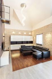 Light wood ceiling beams contrast with the room's dark gray walls and rich blue floor. 60 Fantastic Living Room Ceiling Ideas Home Stratosphere