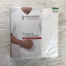 mens stafford white vneck shirts nwt