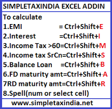 Excel Addin To Calculate Income Tax Emi Interest Rate Fd Rd Maturity Amt And Spell Figures To Words Simple Tax India