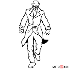 How To Draw Rorschach From Watchmen - Sketchok Easy Drawing Guides
