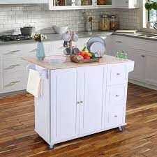 Check spelling or type a new query. Buy Maison Arts Rolling Kitchen Island Cart With Storage On Wheels Kitchen Storage Cabinet Island Table With Drop Leaf Rubber Wood Countertop Kitchen Cart With 3 Drawers Spice Towel Rack White