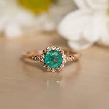 Vintage Emerald Engagement Ring Rose Gold Halo Engagement Etsy Emerald Engagement Ring Creative Engagement Rings Rose Gold Engagement Ring