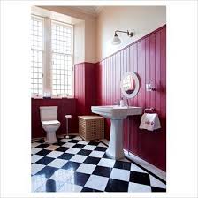 Chequered Floor And Maroon Wall Panels Bathroom Color Schemes Checkered Floors Maroon Bathroom