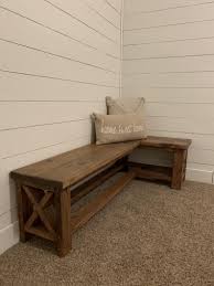 Rustic Farmhouse Style Corner Bench In 2020 Corner Bench Modern Farmhouse Table Rustic Farmhouse Style