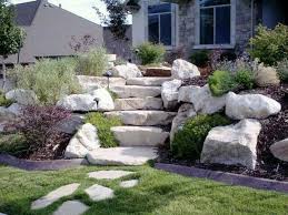 Garten Steintreppe Stein Naturlicher Garten Pflanzen Straucher Backyard Landscaping Sloped Garden Landscape Design