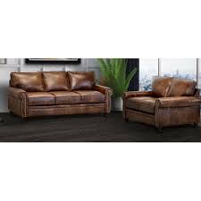 Browse wide selection of genuine or faux leather sofas and sectionals for your living room, available in a range of colours and styles, always at attractive. Charlton Home Eddahbi Brown Top Grain Leather Sofa And Loveseat Wayfair