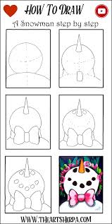 How To Draw A Snowman Step By Step The Art Shera Draw A Snowman Kids Canvas Painting Simple Acrylic Paintings