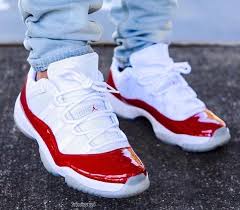 Jordan 11 Red Black And White Low Top Varsity Red Cherry 11 S Low Nike Air Shoes Red Sneakers Hype Shoes