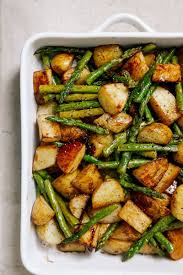 Balsamic Roasted New Potatoes With Asparagus Wallflower Kitchen Recipe Bbq Recipes Vegetarian Recipes Asparagus Recipe